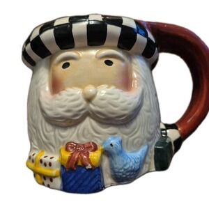 Sakura Santa Mug Hand Painted DEBBIE MUMM Coffee Chocolate Christmas Holiday